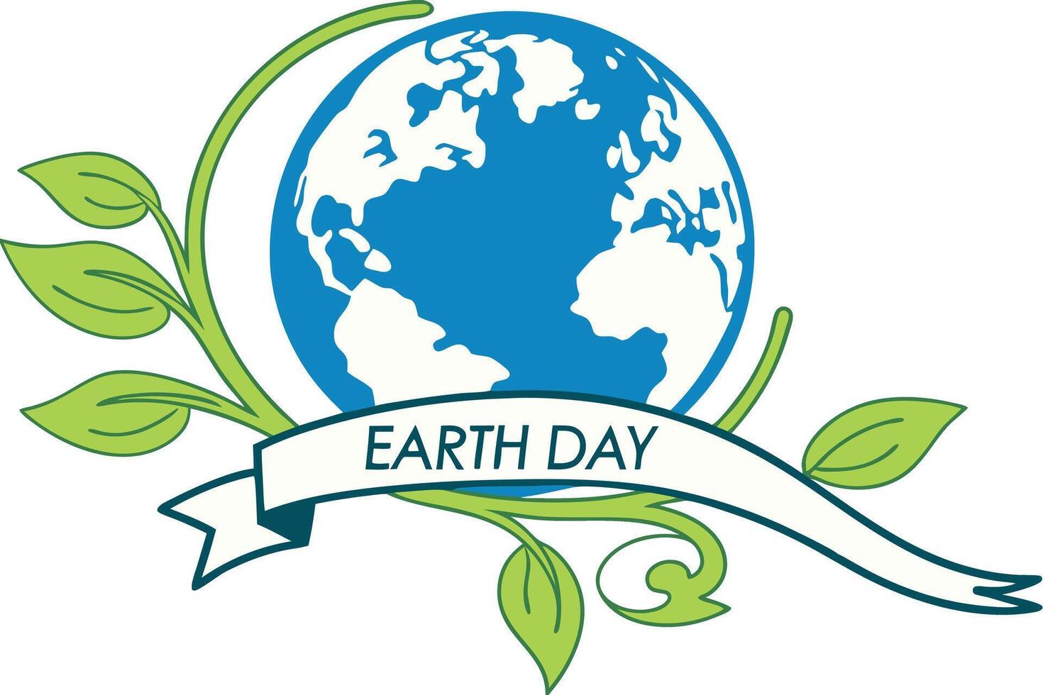 Earth symbol intertwined with a green leaf, an impactful design representing Earth Day, focused on environmentalism vector