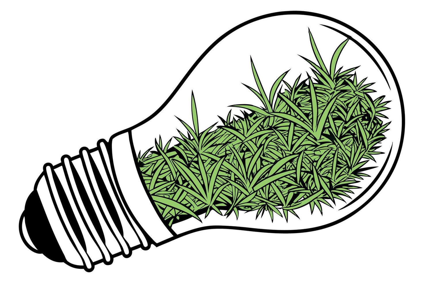 A lightbulb filled with greenery, a symbol of environmental protection and sustainability on Earth Day vector