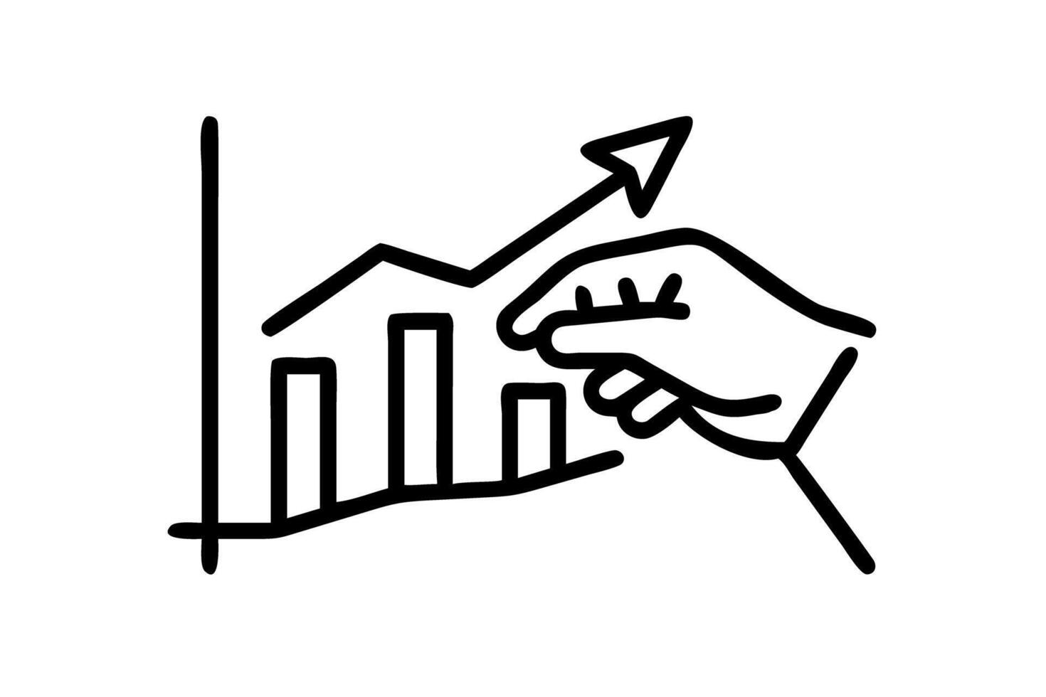 Hand drawing a rising graph with upward trends showing business growth and positive cash flow vector