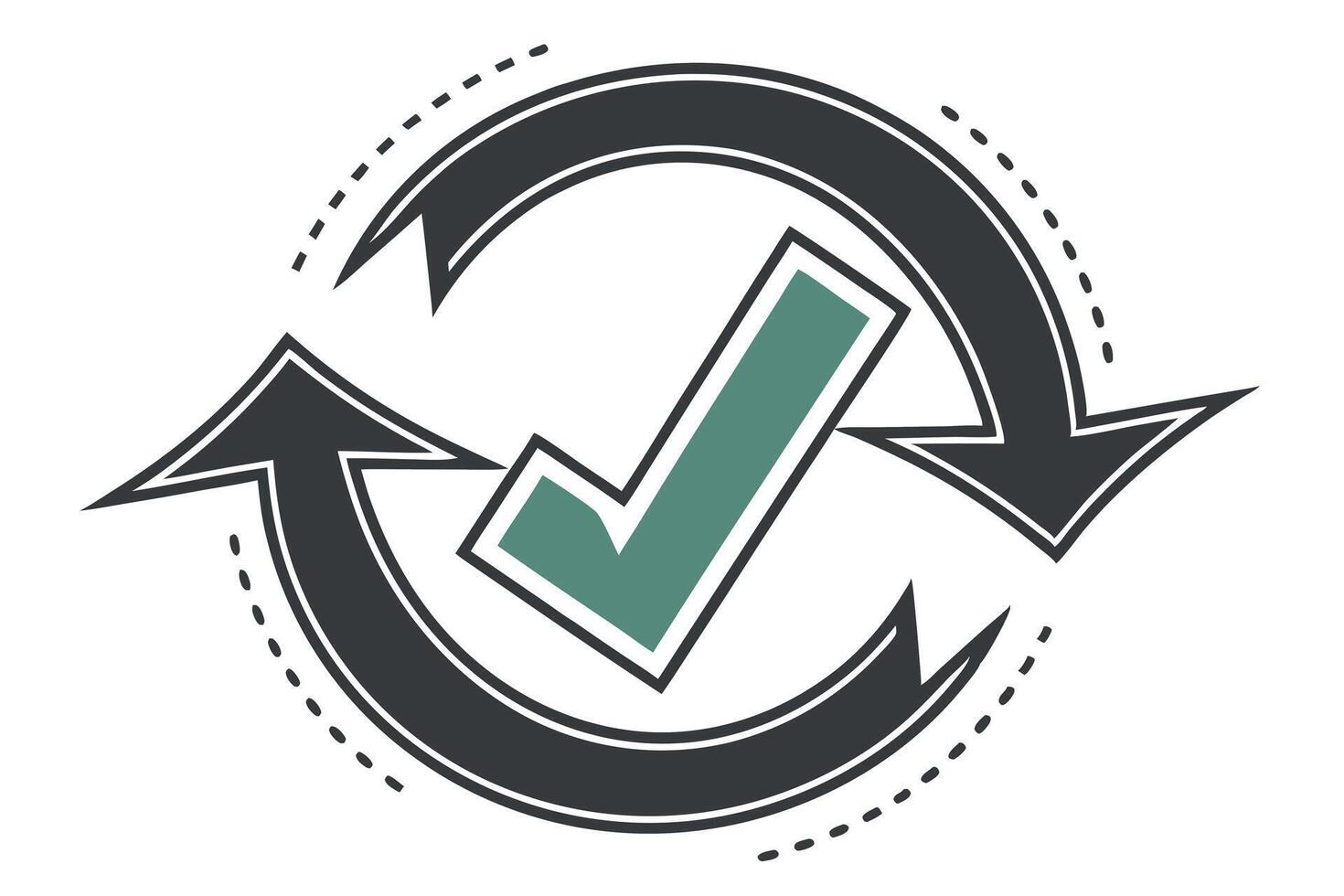 Cash Flow logo featuring a checkmark and arrows, embodying progress, growth, and financial achievement vector