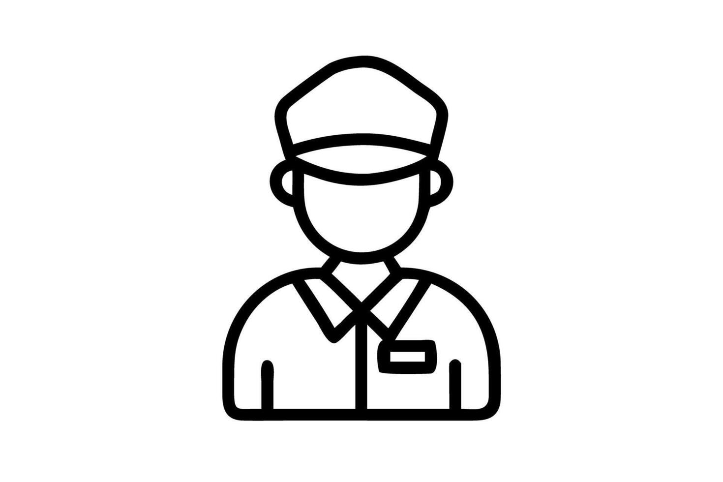 A cartoon image of a construction worker using a post driver to insert wooden posts into the ground for fence construction vector