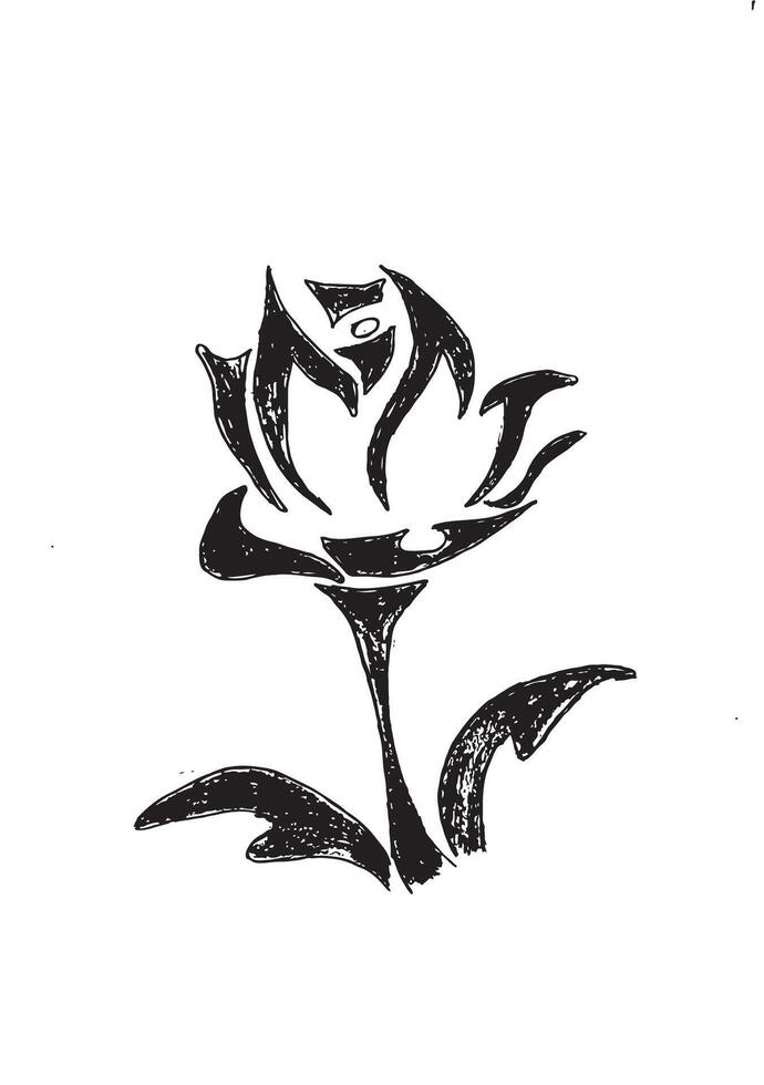 Stylized black ink flower art combining tribal and floral elements with bold curves and sharp lines ideal for tattoos or creative projects vector