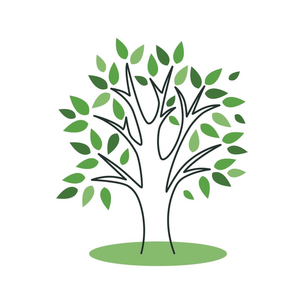 Hand drawn deciduous tree clip art vector