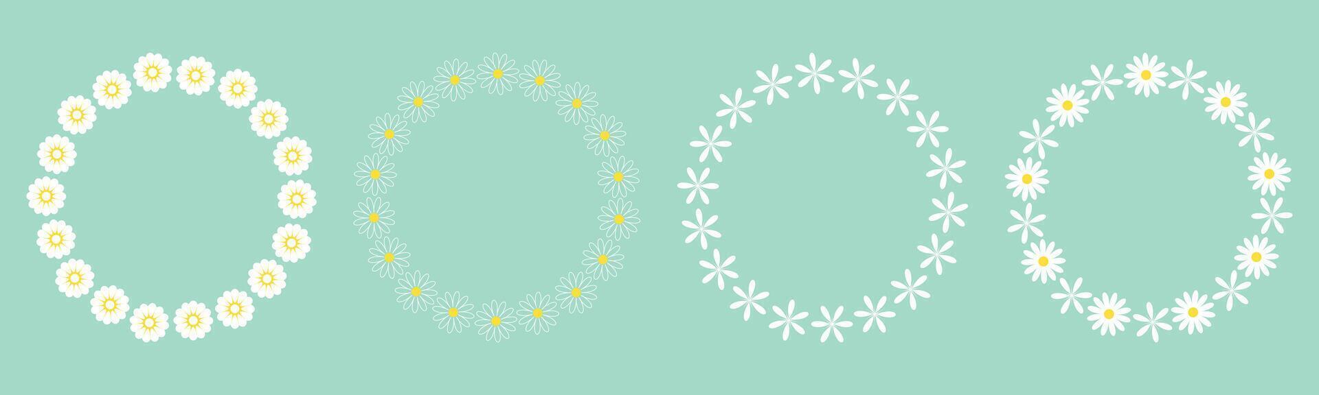 White delicate floral frame set vector