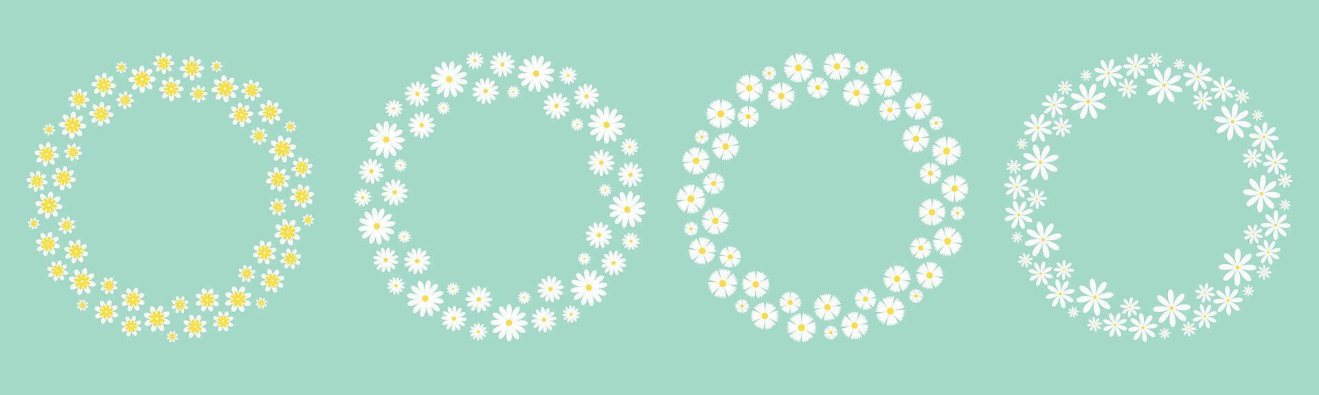 White tiny wildflowers frame set vector