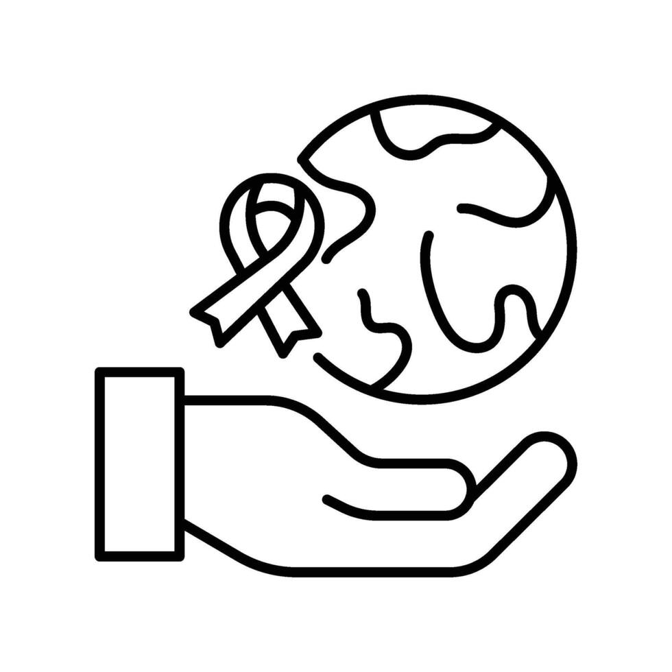 World Caner Awareness outline icon. EPS 10 file vector