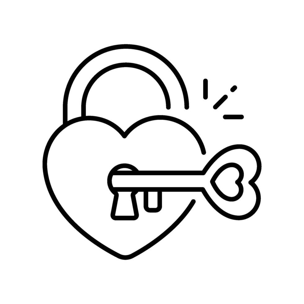 Heart lock outline icon. EPS 10 file vector