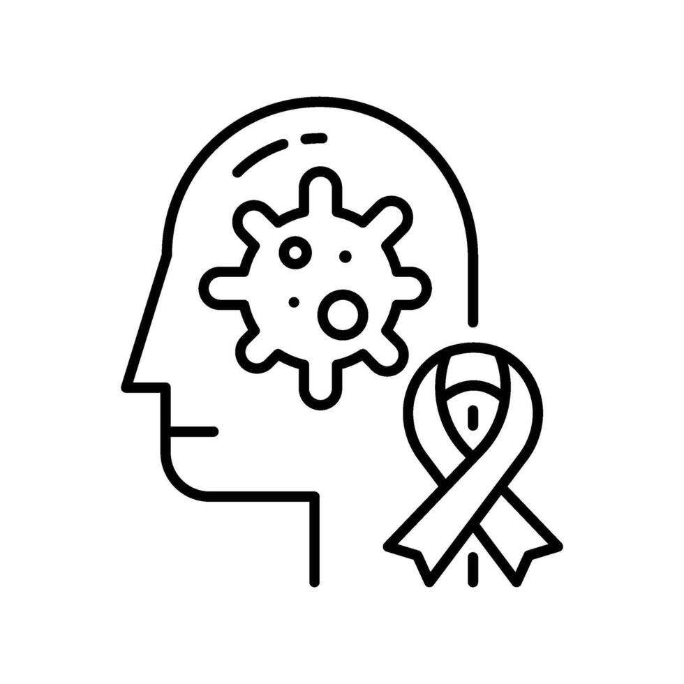 Brain Cancer outline icon. EPS 10 file vector