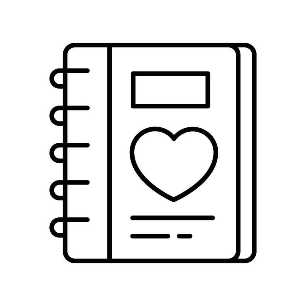 Love Diary outline icon. EPS 10 file vector