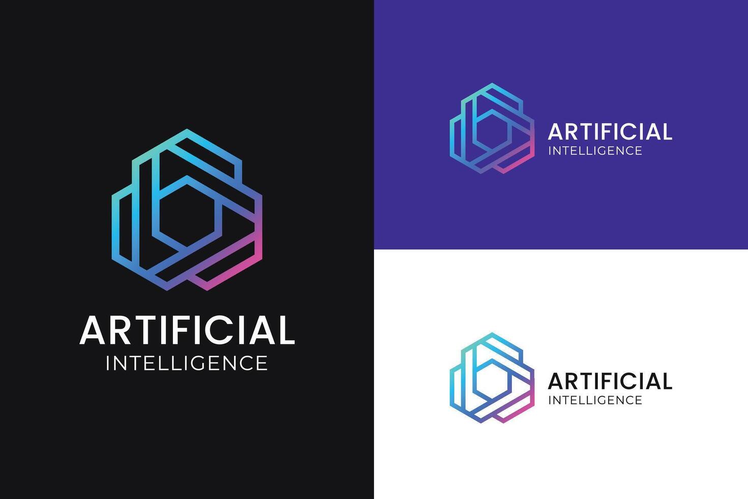 Futuristic Artificial Intelligence Logo with Linear and Modern Design for Social Media App Concept Branding vector
