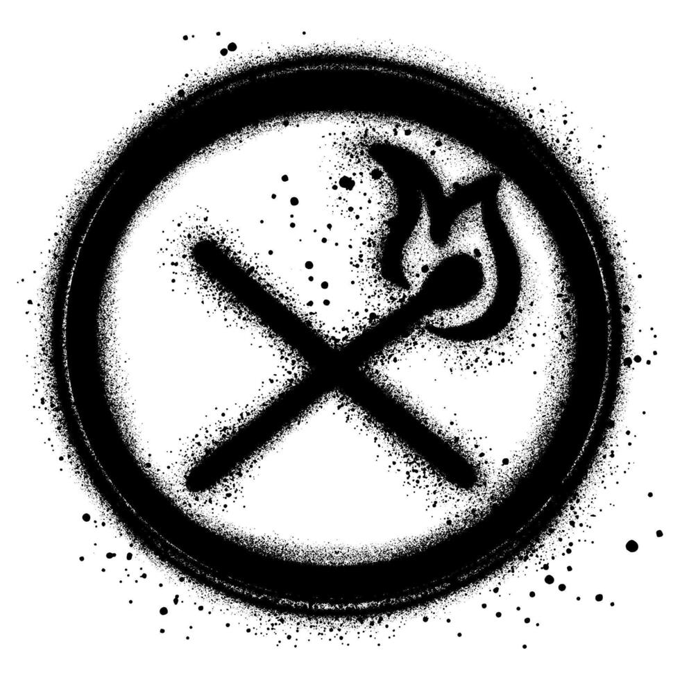 No open fire burning symbol in graffiti style with black spray paint. vector