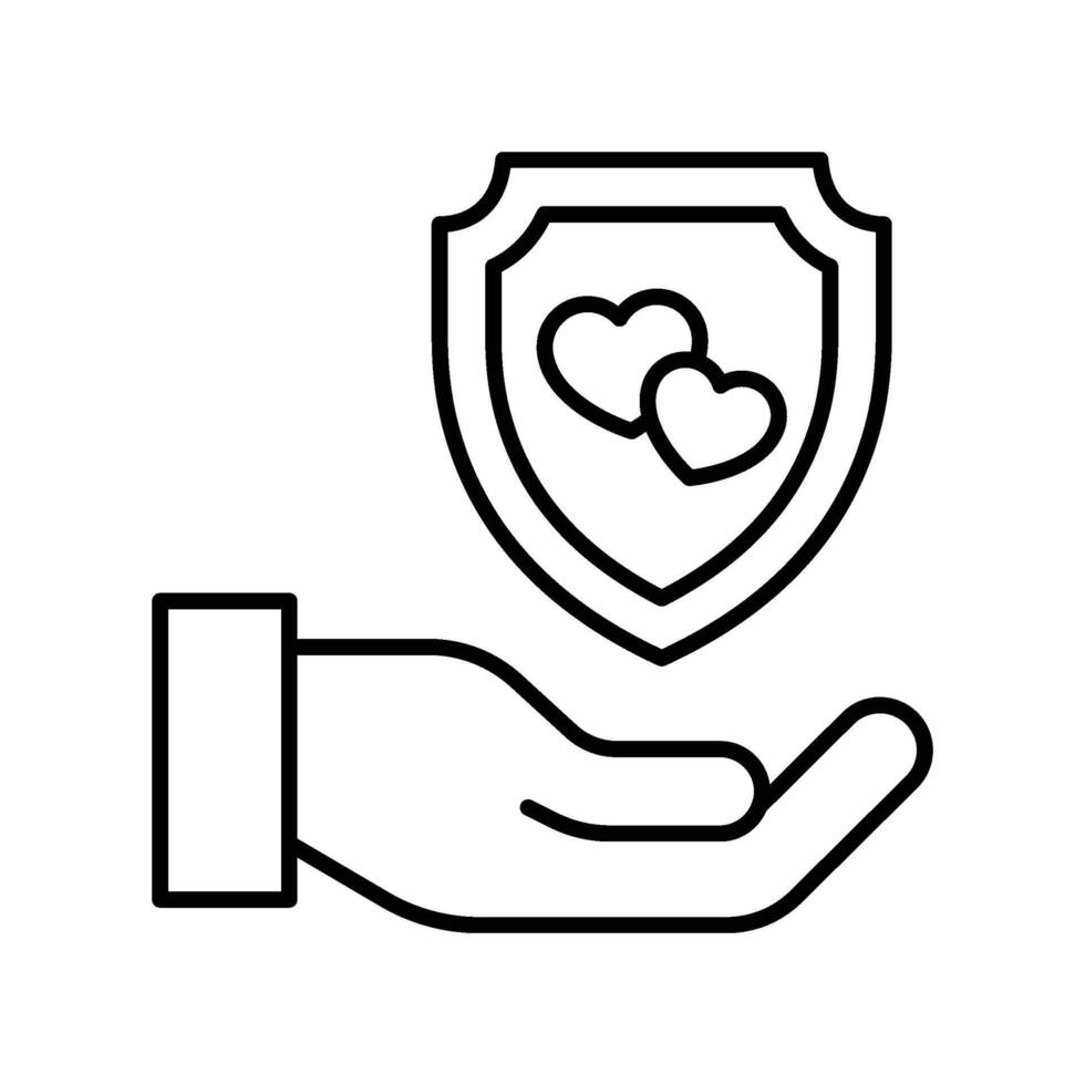 Love shield outline icon. EPS 10 file vector