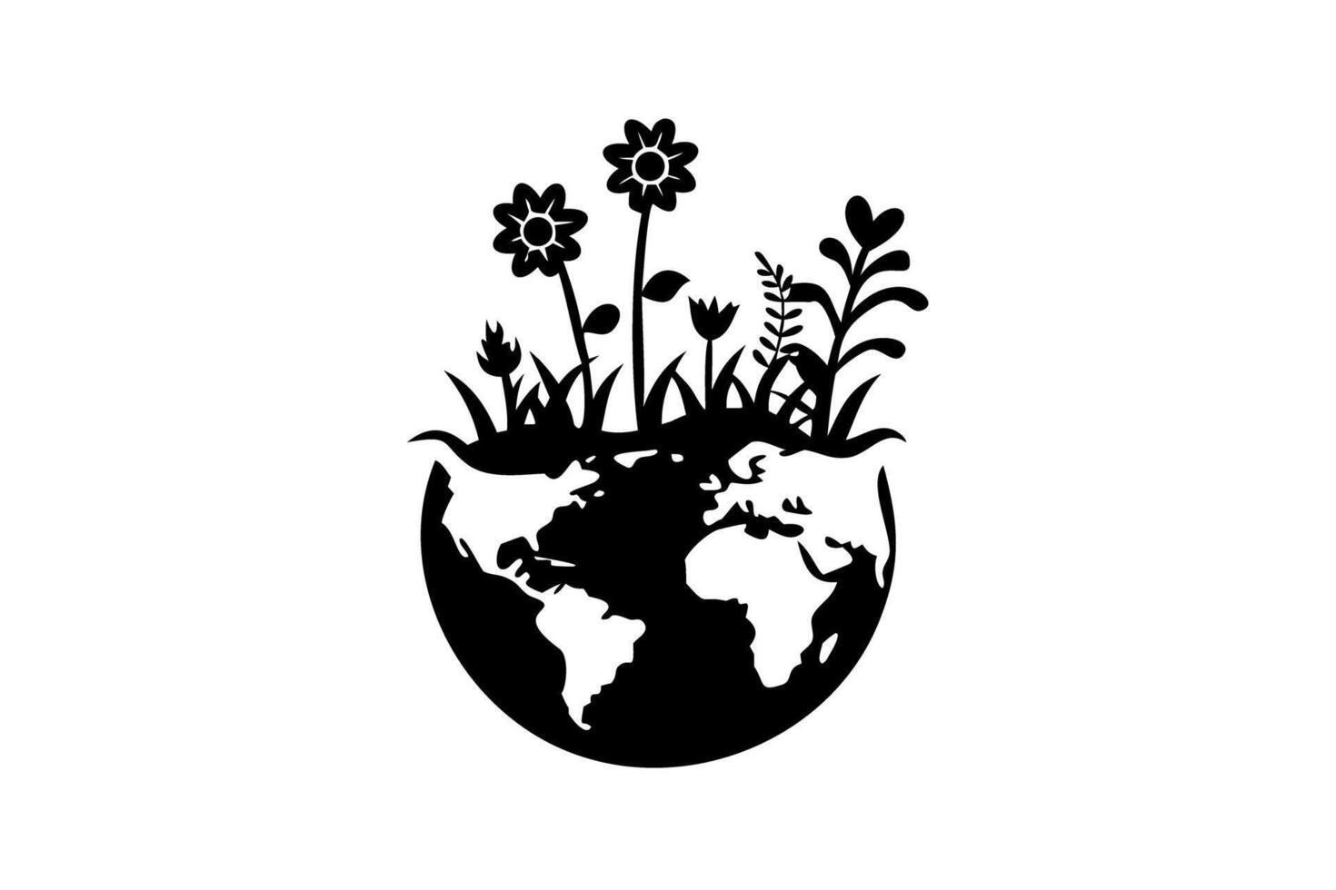 A World of Blooming Flowers and Lush Greenery Green energy Earth Day Flourishing on Planet Earth Representing Environmental Conservation and Sustainability vector