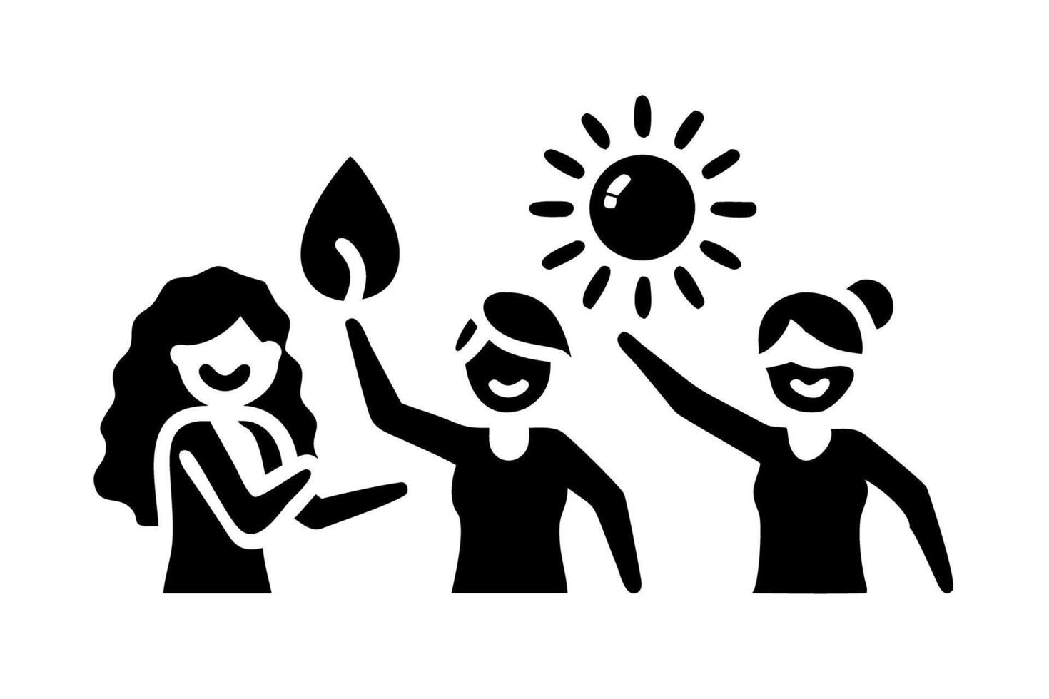 Happy Women Celebrating Earth Day Sunlight and Nature Togetherness vector