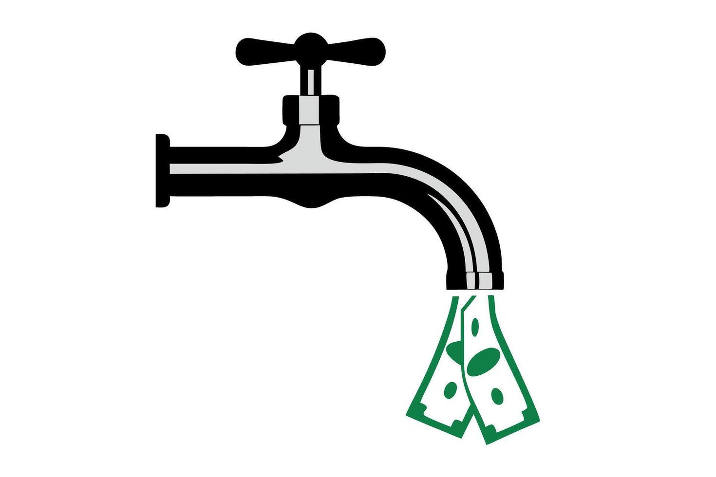 Cash Flow Illustration A faucet releasing dollar bills, symbolizing the consistent flow of income and economic prosperity vector
