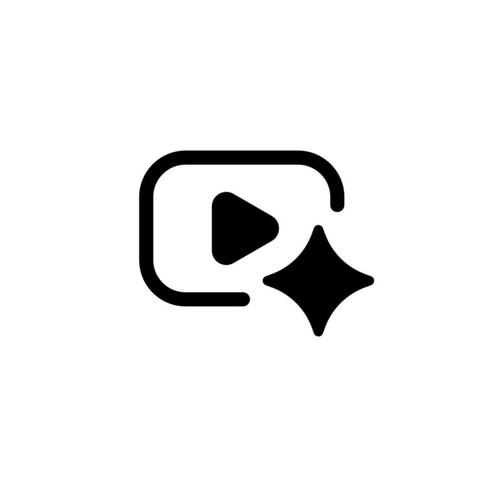 Ai interface icon with simple star and play symbol in minimal design style vector