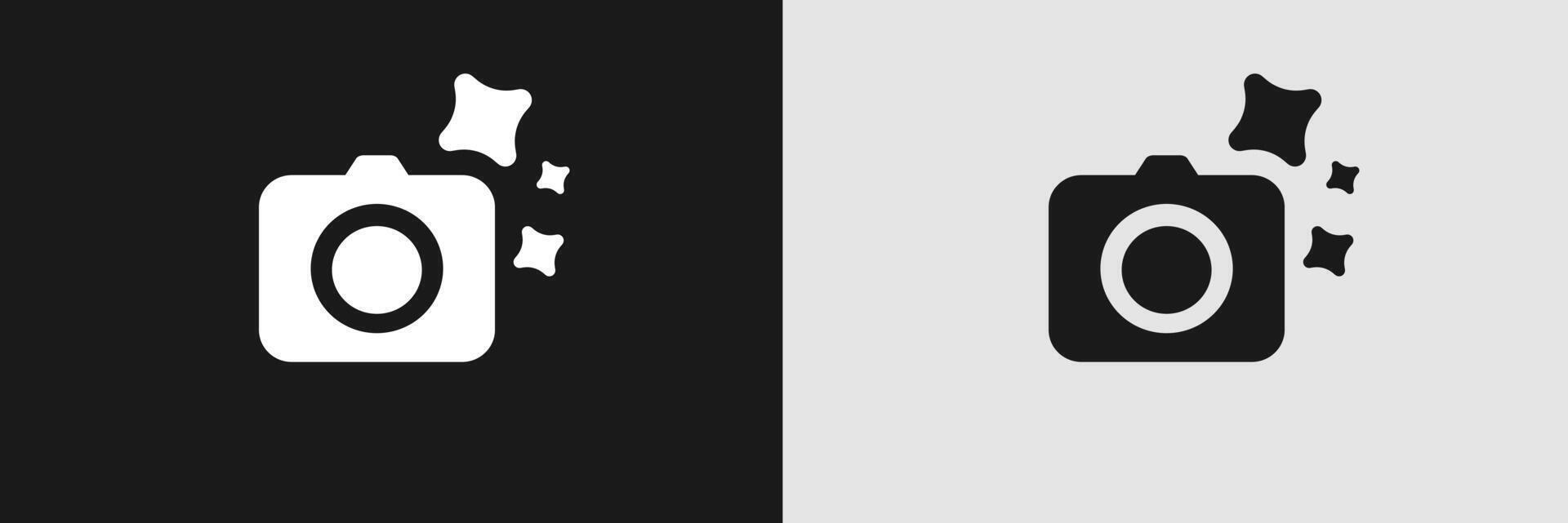 Ai camera symbols with stars indicating advanced photography features and clean design vector
