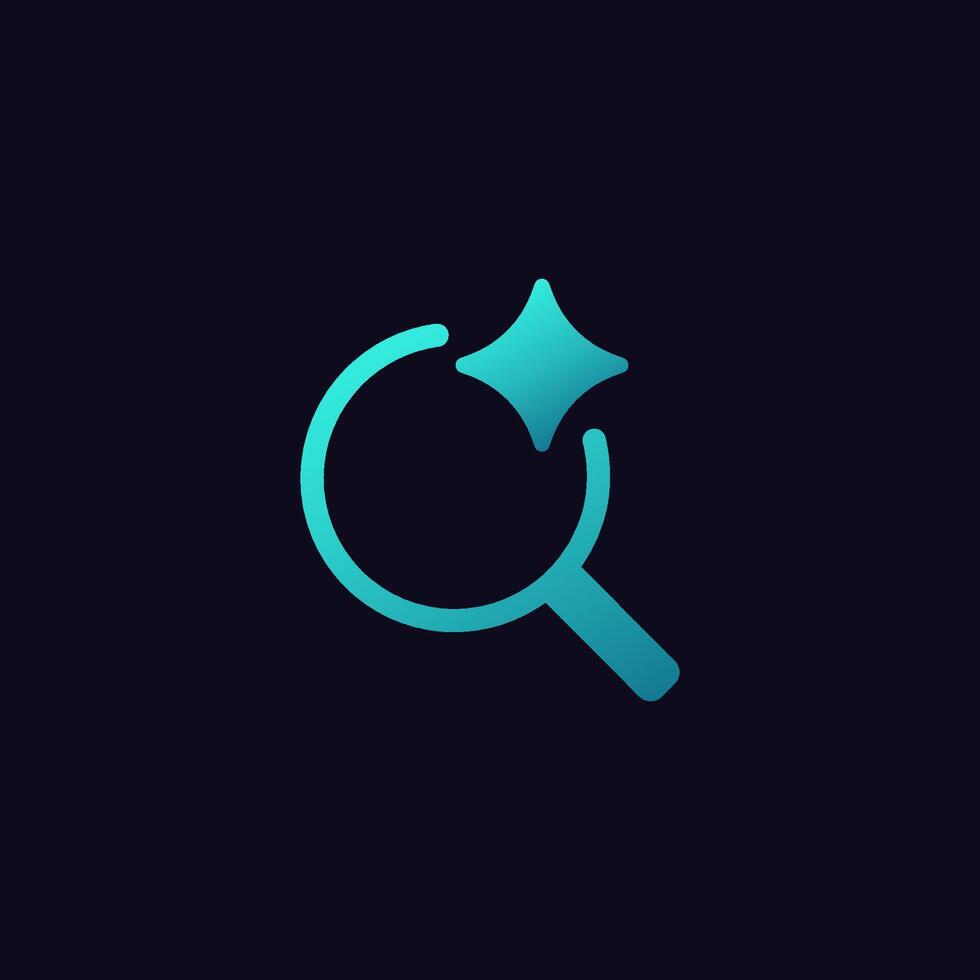 Ai magnifying glass icon with a shining star for artificial intelligence applications vector