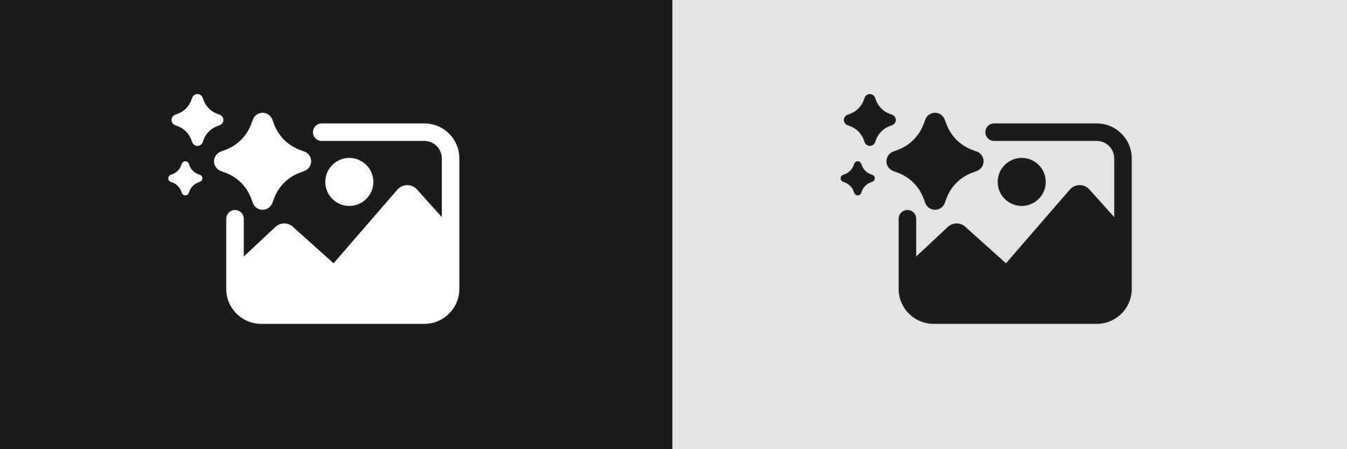 Ai image icon with sparkle effects for modern applications in contrasting color schemes vector