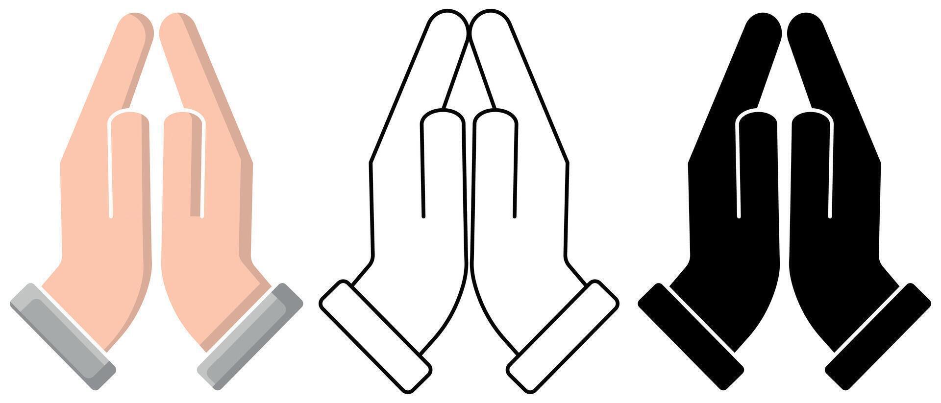 Hands together in a praying gesture, religion or worship element isolated on a white background vector