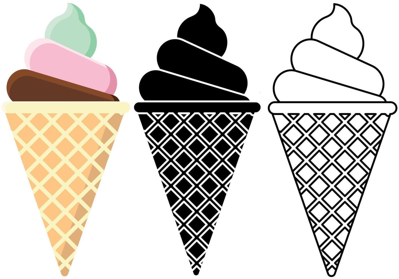 Ice cream cone isolated on a transparent background, food or dessert graphic element vector
