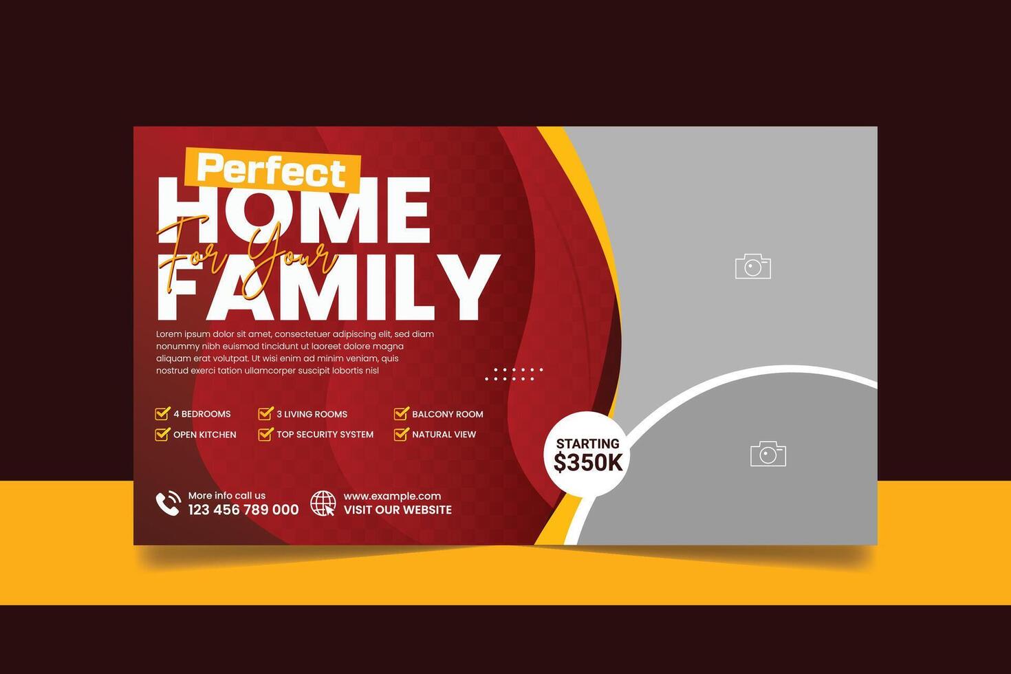 Real estate house property sale promotional web banner social media template vector