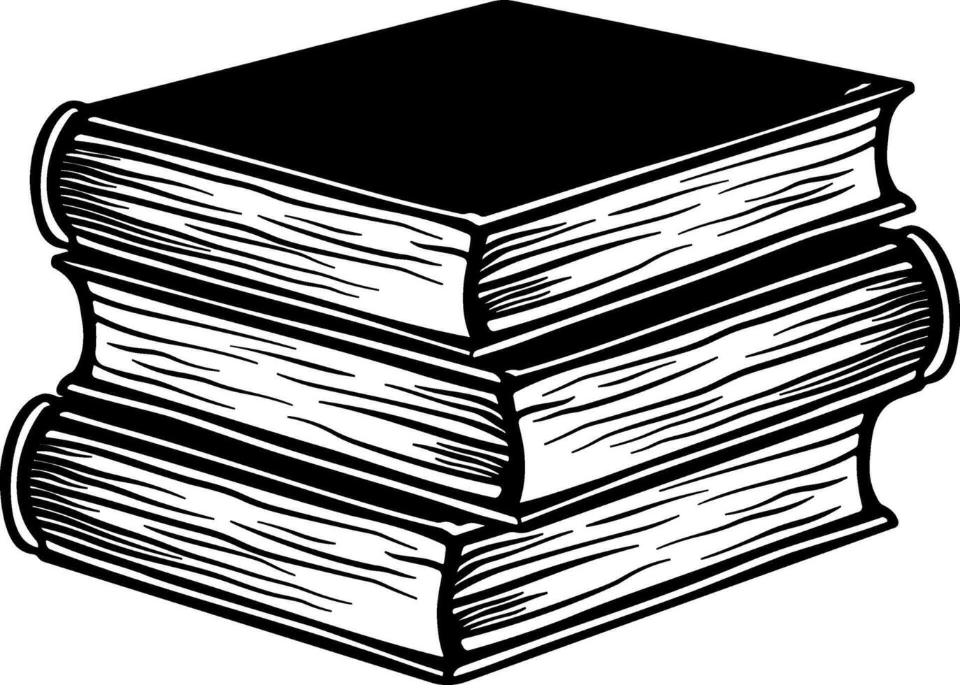 Black and white illustration of a stack of books with simple outlines and minimalistic style, suitable for educational, academic, or library-related design concepts vector