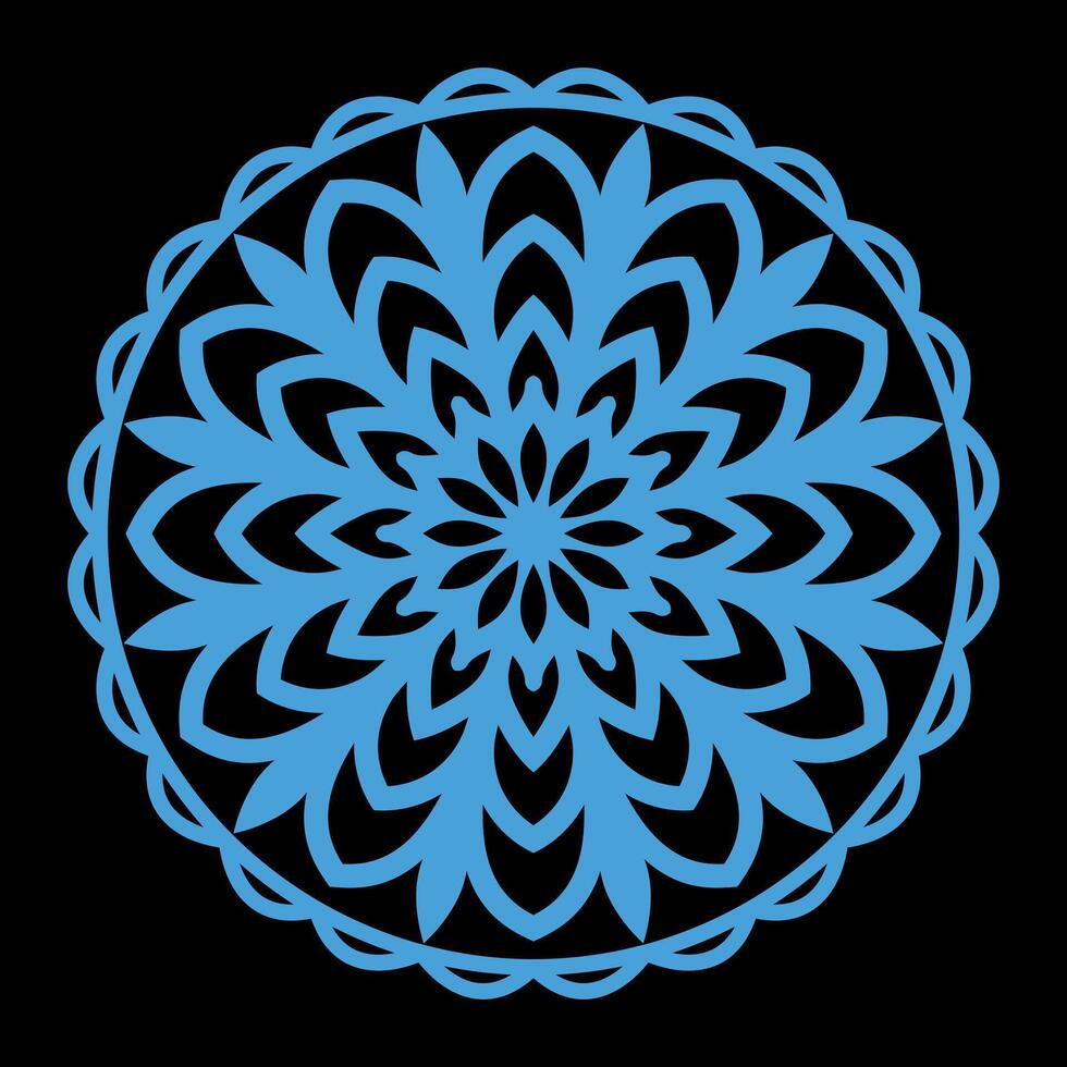Abstract blue circle ornament with floral mandala pattern design vector