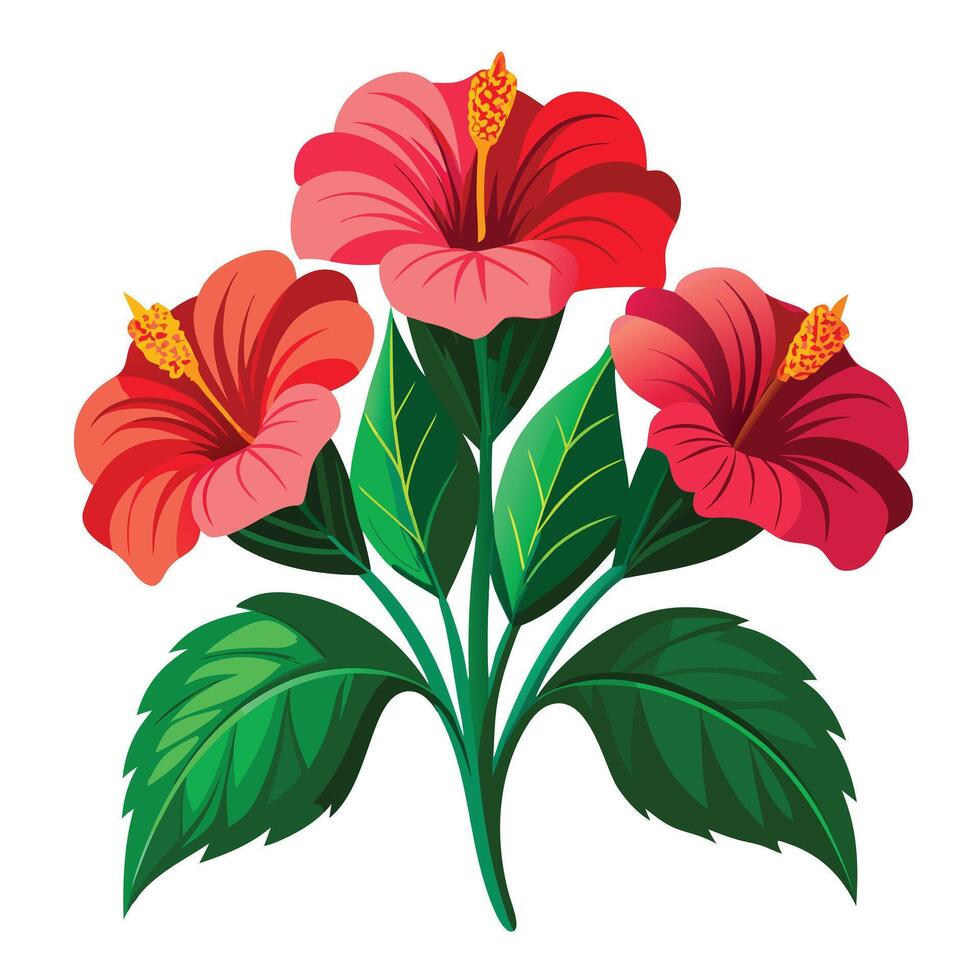 Intricate Details of a Hibiscus Plant in a Natural Setting Isollated on a White Background vector