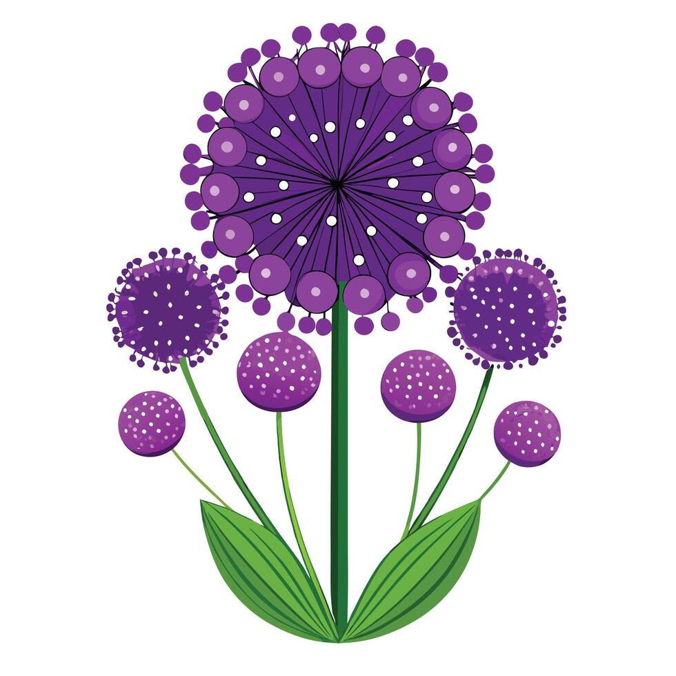 Vibrant Allium Plant with Brightly Colored Flowers and Leaves vector