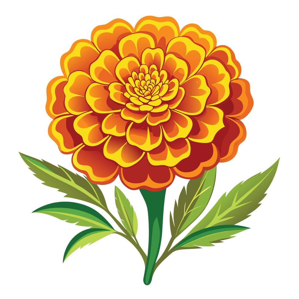 Intricate Details of a Marigold Flower in a Natural Setting with Wildflowers and Butterflies vector