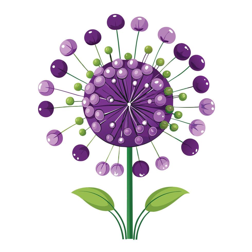 Vibrant Allium Flower with Brightly Colored Petals and Leaves in a Natural Setting vector