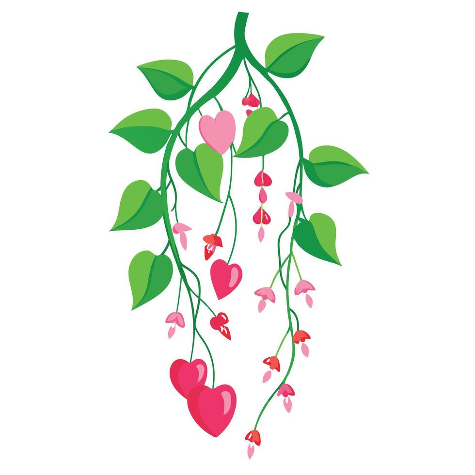 Vibrant Coral Vine with Brightly Colored Flowers and Leaves in a Natural Setting vector