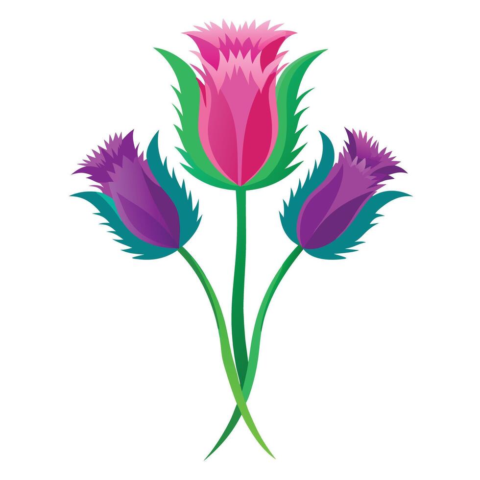 Intricate Details of a Fringed Tulip Plant in a Natural Setting with Wildflowers and Butterflies vector