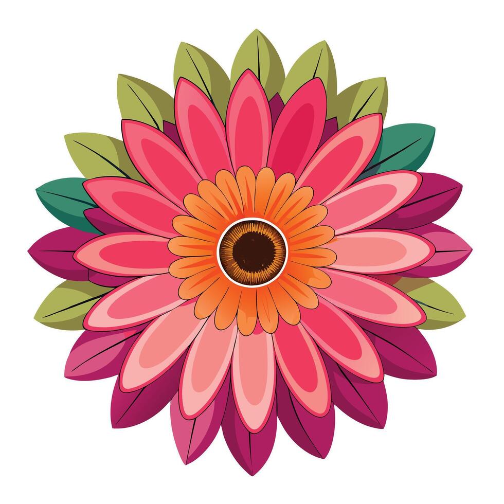 Vibrant Gerbera Daisy with Brightly Colored Flowers and Leaves in a Natural Setting vector