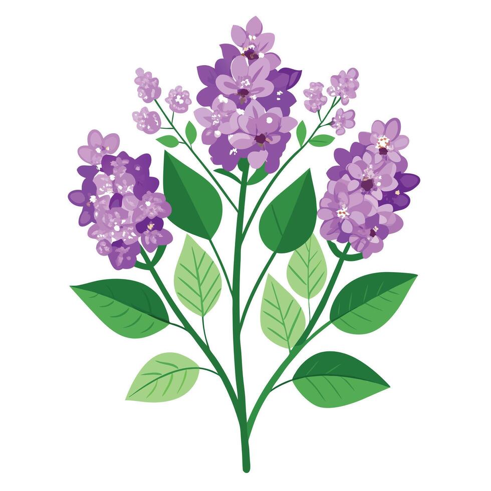 Intricate Details of a Lilac Plant in a Natural Setting with Wildflowers and Butterflies vector