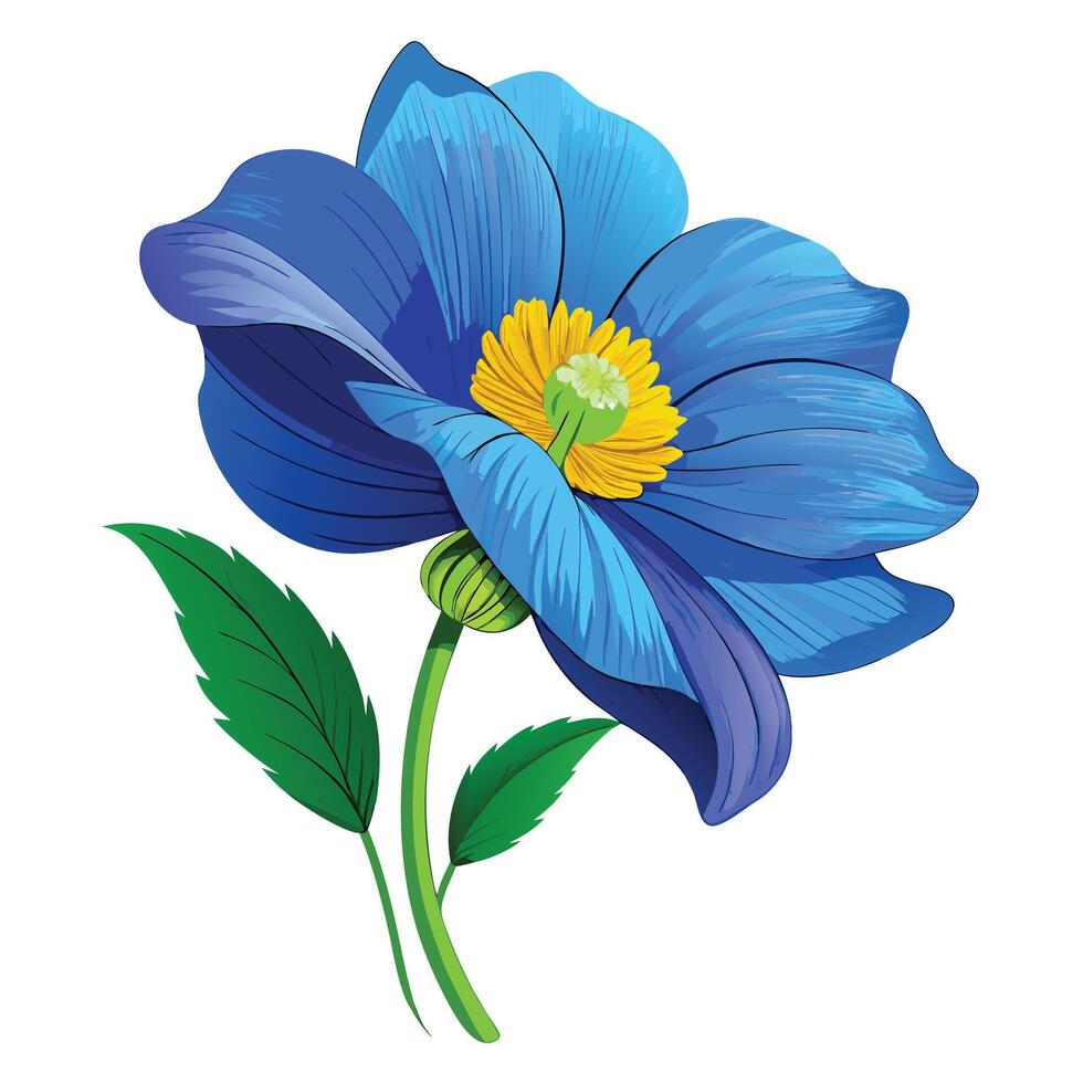 Vibrant Himalayan Poppy Plant with Brightly Colored Flowers and Leaves in a Natural Setting vector