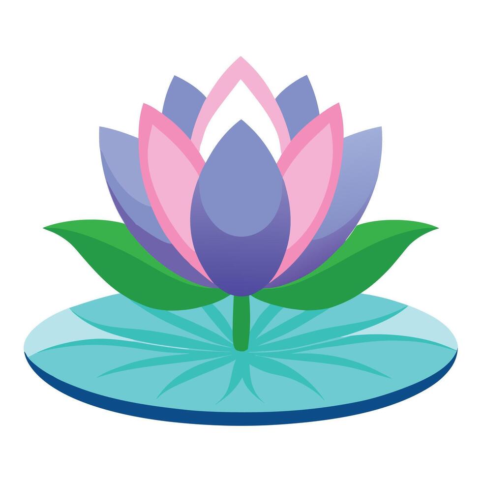 Detailed Illustration of a Lotus Flower with White Petals and Long Stems Isollated on a White Background vector