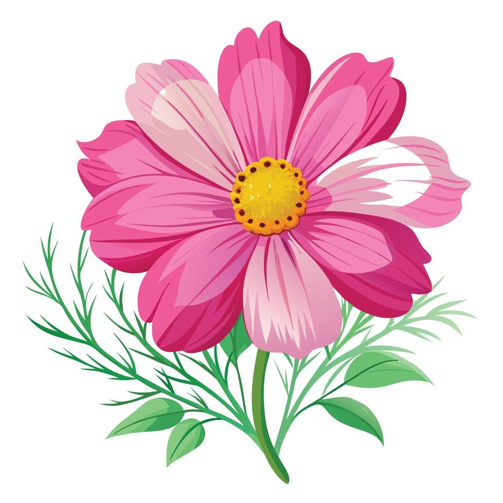 Intricate Details of a Cosmos Flower in a Natural Setting with Wildflowers and Butterflies vector