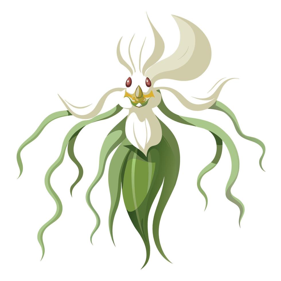 Vibrant Ghost Orchid with Brightly Colored Flowers and Leaves in a Natural Setting vector
