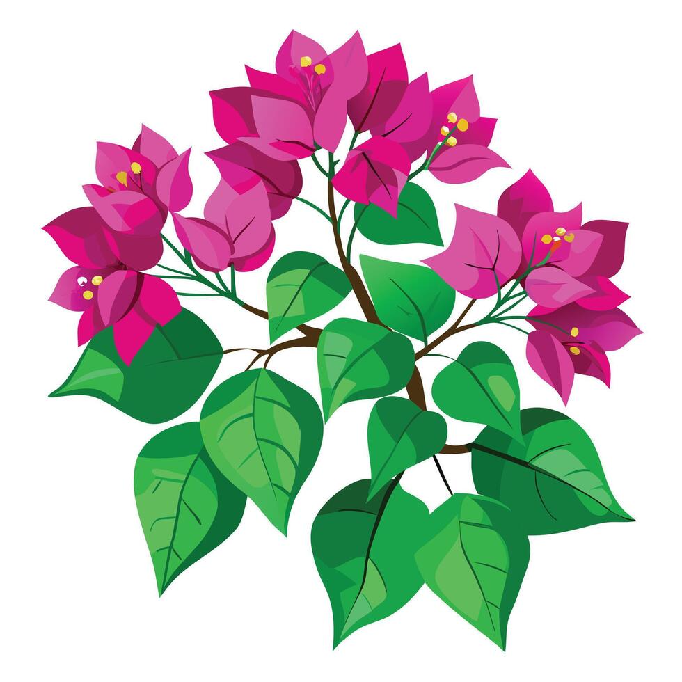 Bougainvillea with Yellow Petals and Green Leaves in a Garden Setting vector