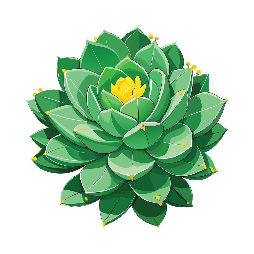 Intricate Details of a Succulent Plant in a Natural Setting with Wildflowers and Butterflies vector