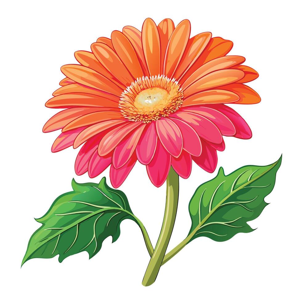 Intricate Details of a Vibrant Gerbera Daisy in a Natural Setting with Wildflowers and Butterflies vector