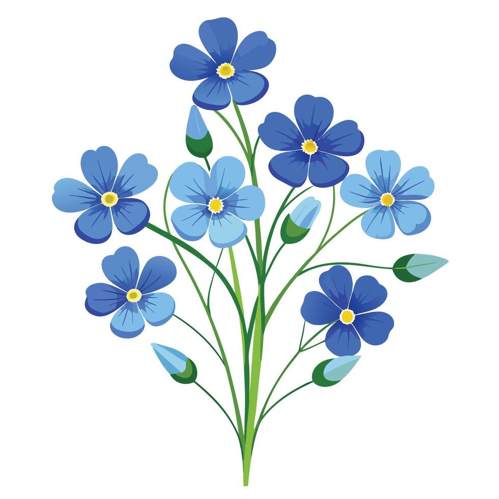 Vibrant Blue Flax Plant with Brightly Colored Flowers and Leaves in a Natural Setting vector