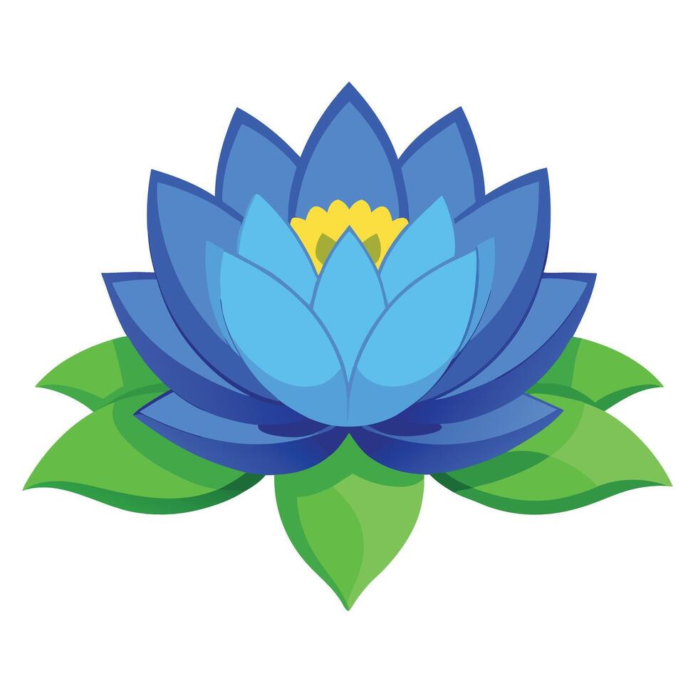Beautiful Blue Lotus Flower with Delicate Petals and Leaves vector