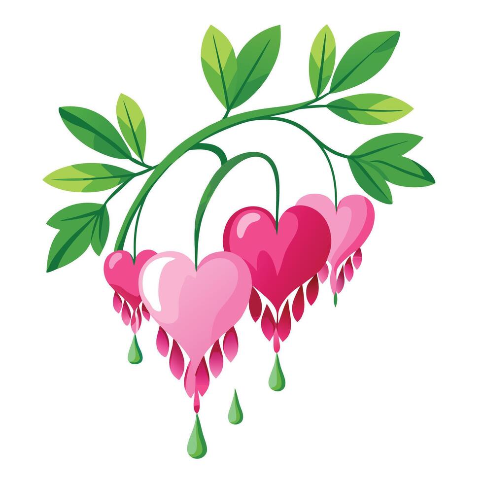Bleeding Heart Plant with Purple Flowers and Green Leaves in a Garden Setting vector