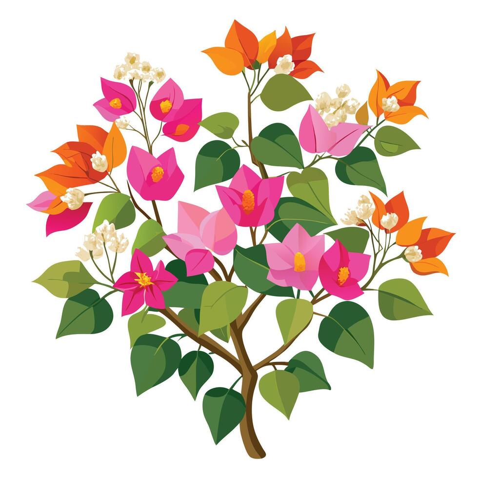 Bougainvillea Plant with Yellow Flowers and Green Leaves in a Garden Setting vector