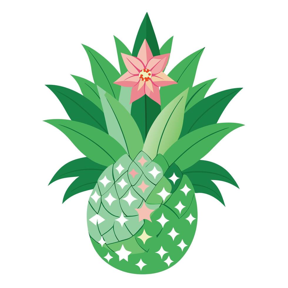 Beautiful Pineapple Lily with Unique Flowers and Green Leaves vector