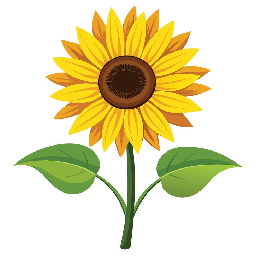 Intricate Details of a Sunflower Plant in a Natural Setting with Wildflowers and Butterflies vector