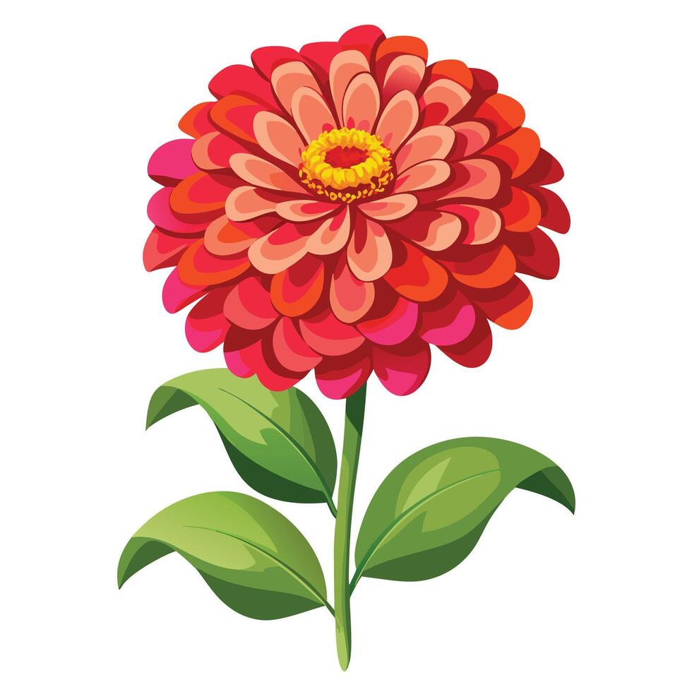 Vibrant Zinnia Plant with Brightly Colored Flowers and Leaves in a Natural Setting vector